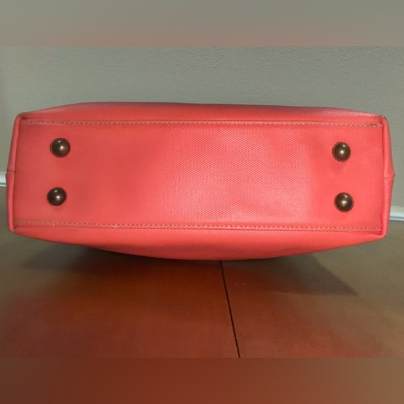 Fossil Austin Shopper Tote Bag in Coral Canvas with Leather Straps & Key Detail - Picture 5 of 17